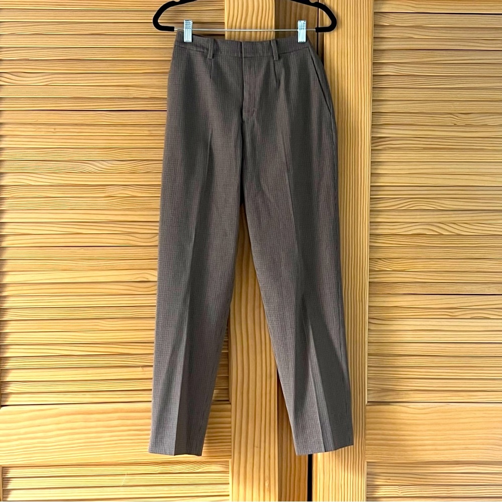 Brown/Navy Plaid Ankle Straight Leg Trouser
